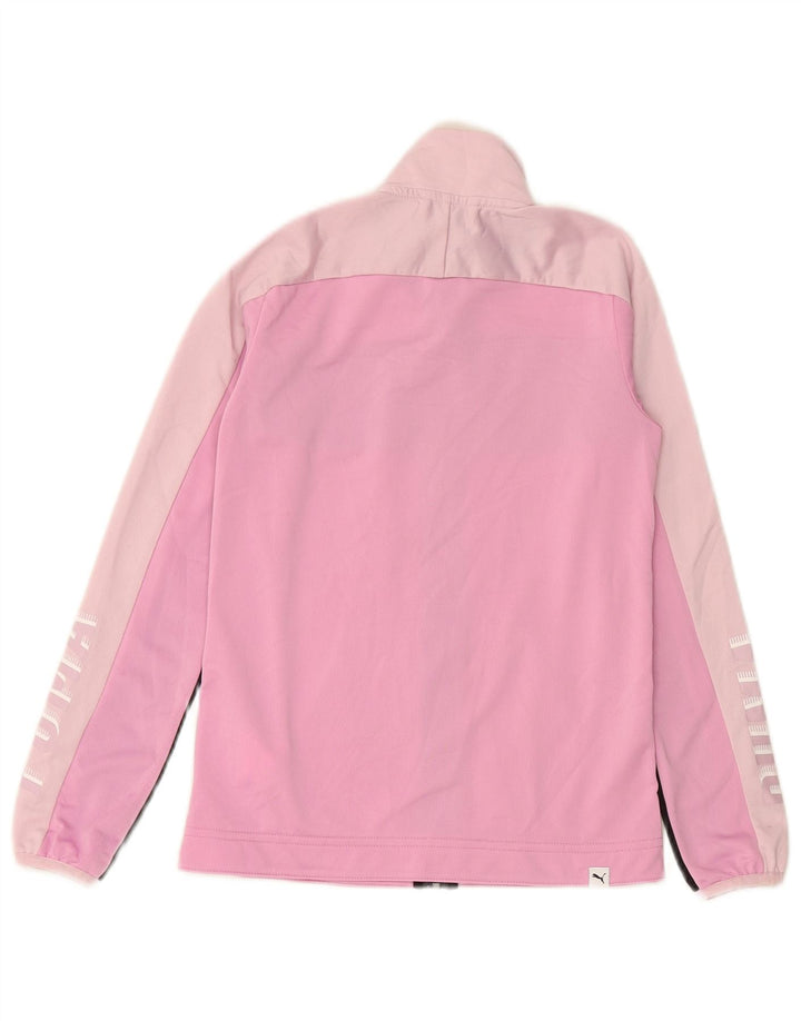 PUMA Girls Graphic Tracksuit Top Jacket 11-12 Anos Rosa Colorblock