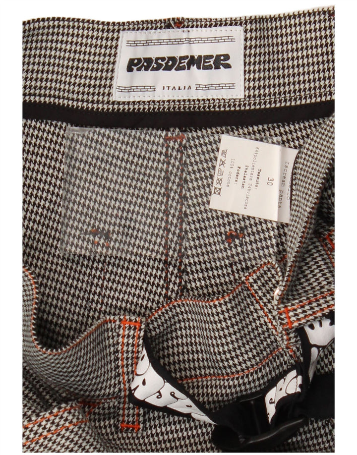 Calça cargo gráfica masculina Pas De Mer W30 L30 preta Houndstooth Cartoon