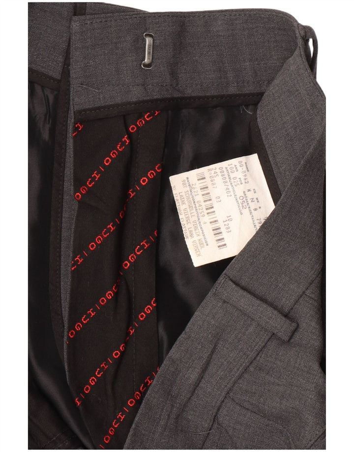HUGO BOSS Mens Straight Suit Trousers IT 52 XL W34 L34 Grey Virgin Wool