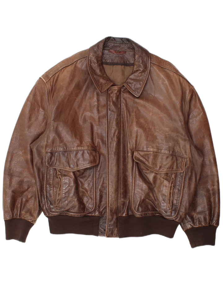Jaqueta masculina de couro bomber La Matta IT 50 grande couro marrom