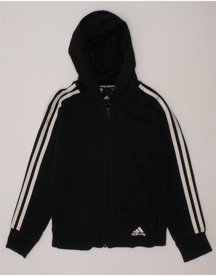 ADIDAS Boys Zip Hoodie Sweater 9-10 Years Black Cotton Vintage Adidas and Second-Hand Adidas from Messina Hembry 