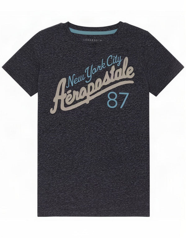 Aeropostale Womens Graphic T-Shirt Top UK 10 Small Navy Blue Flecked