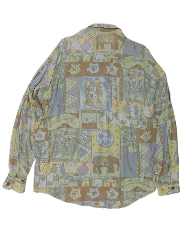 Camisa masculina vintage grande patchwork multicolorido