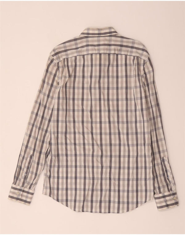 Camisa masculina slim fit Gap algodão xadrez cinza médio