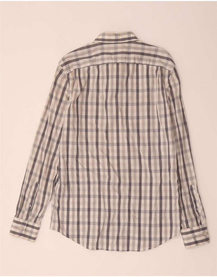 Camisa masculina slim fit Gap algodão xadrez cinza médio