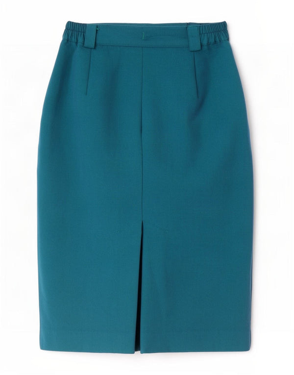 Saia reta feminina vintage W24 XS espinha de peixe azul