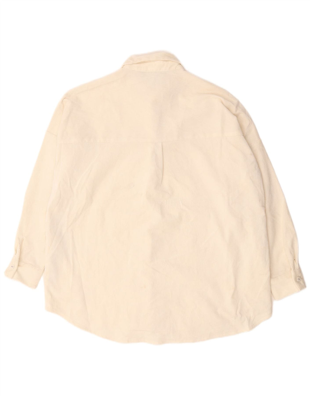 Camisa feminina de veludo cotelê Zara UK 10 pequena poliéster branco