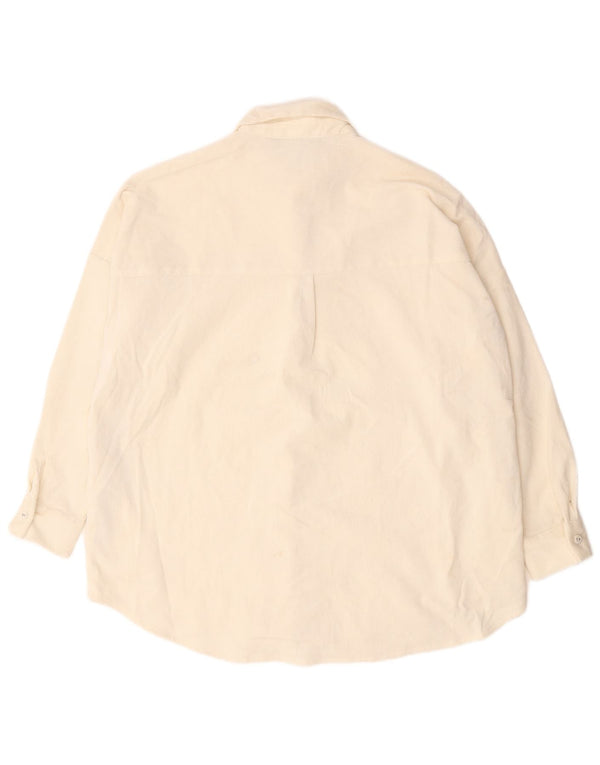 Camisa feminina de veludo cotelê Zara UK 10 pequena poliéster branco