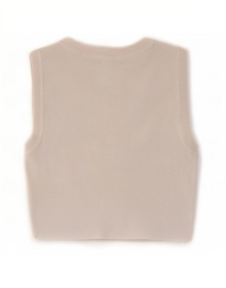 Zara Womens Crop Vest Top UK 12 Medium White Viscose
