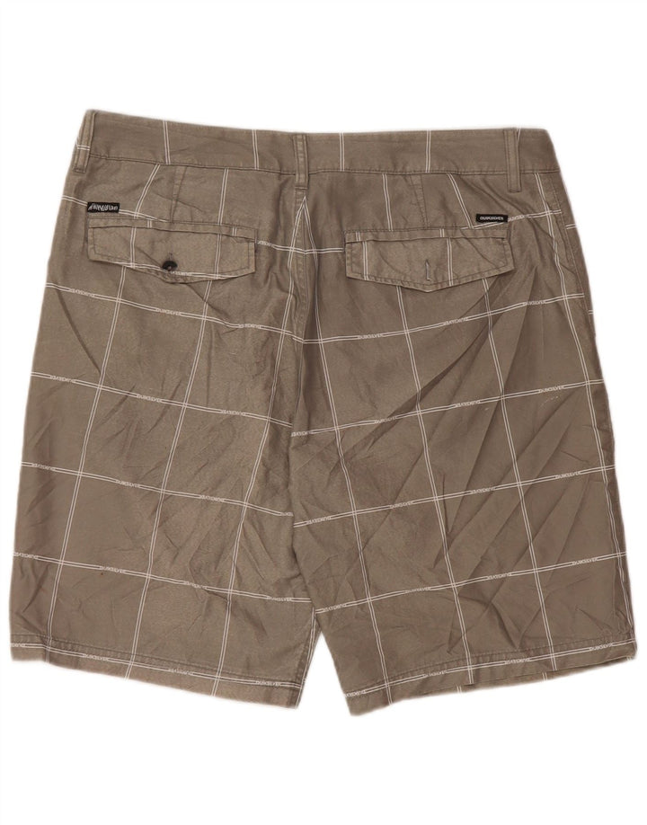 Quiksilver Mens Chino Shorts W34 Grande Poliéster Xadrez Cinza