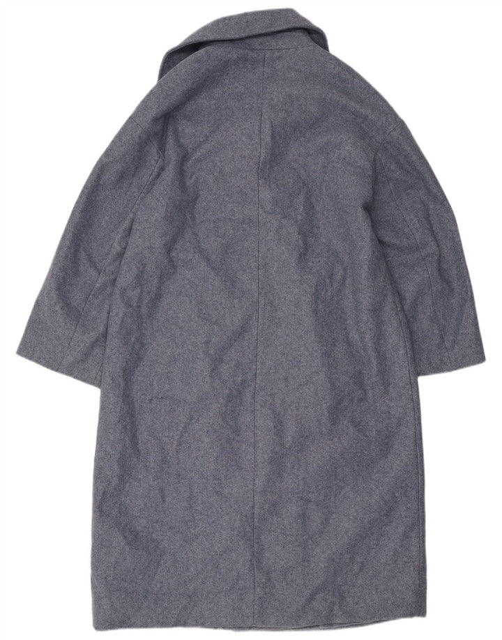 Casaco feminino Zara com peito duplo UK 10 poliéster azul pequeno