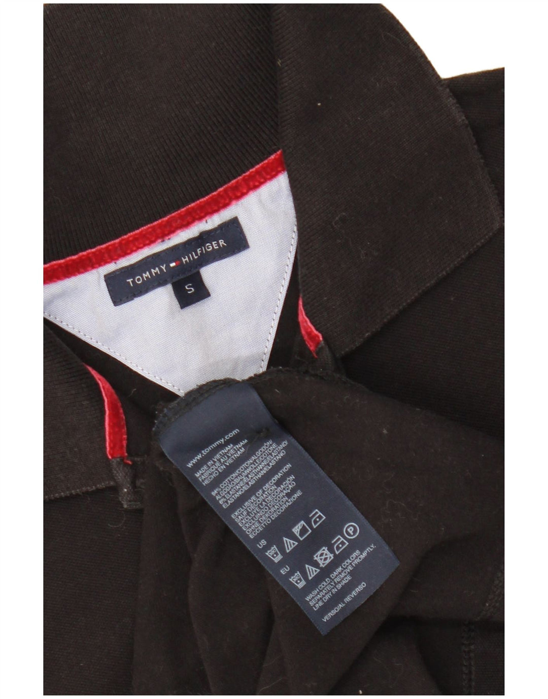 Camisa polo feminina TOMMY HILFIGER UK 8 pequena algodão preto