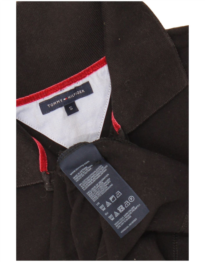 Camisa polo feminina TOMMY HILFIGER UK 8 pequena algodão preto