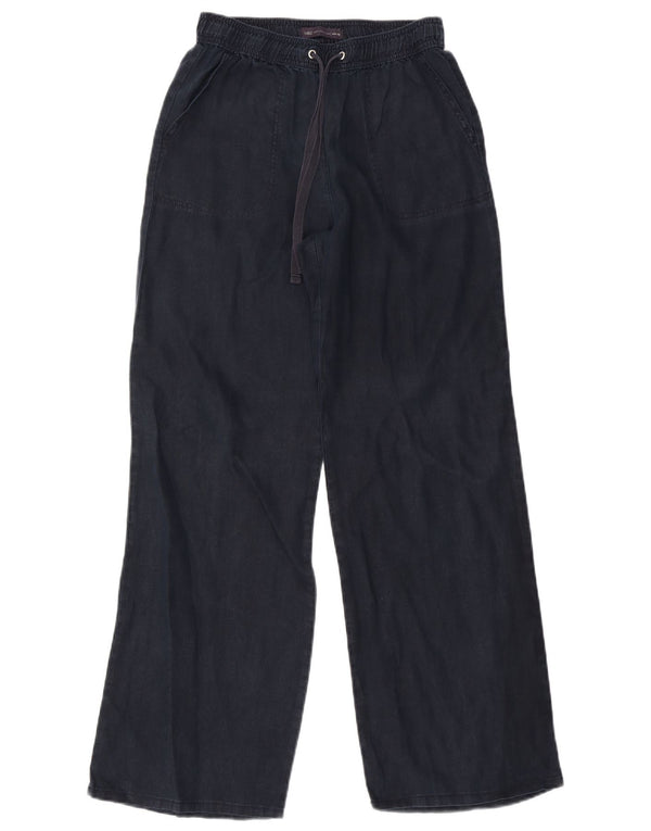 Calça chino feminina Marks & Spencer com perna larga UK 8 pequena W26 L30 azul marinho