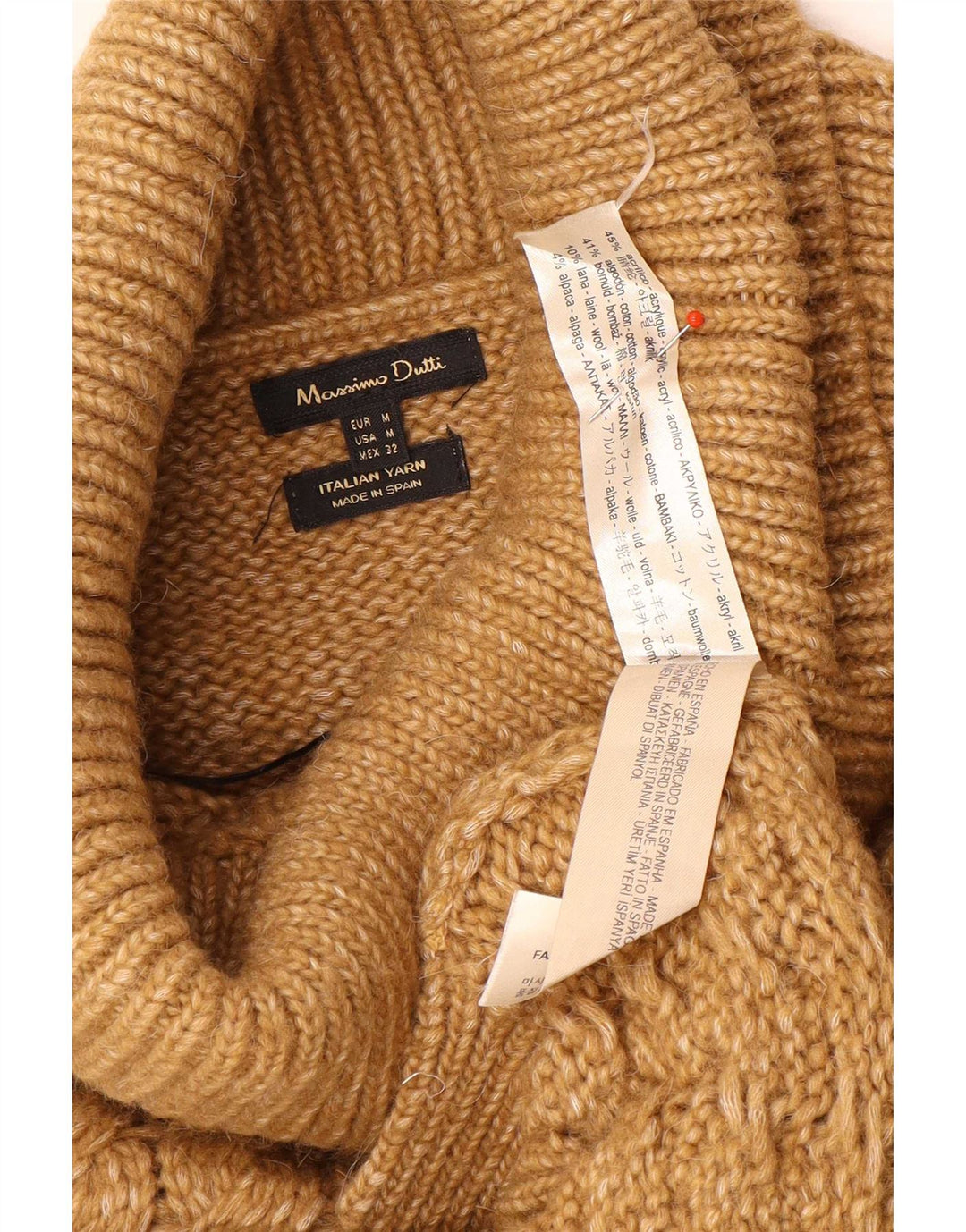 Suéter feminino Massimo Dutti com gola redonda Reino Unido 14 médio marrom acrílico