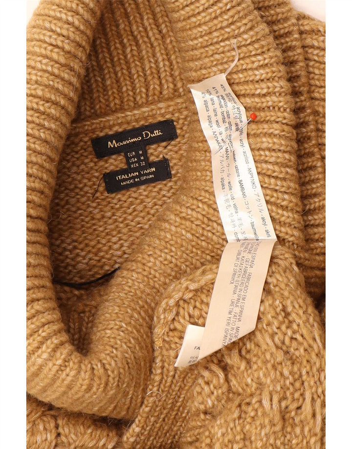 Suéter feminino Massimo Dutti com gola redonda Reino Unido 14 médio marrom acrílico