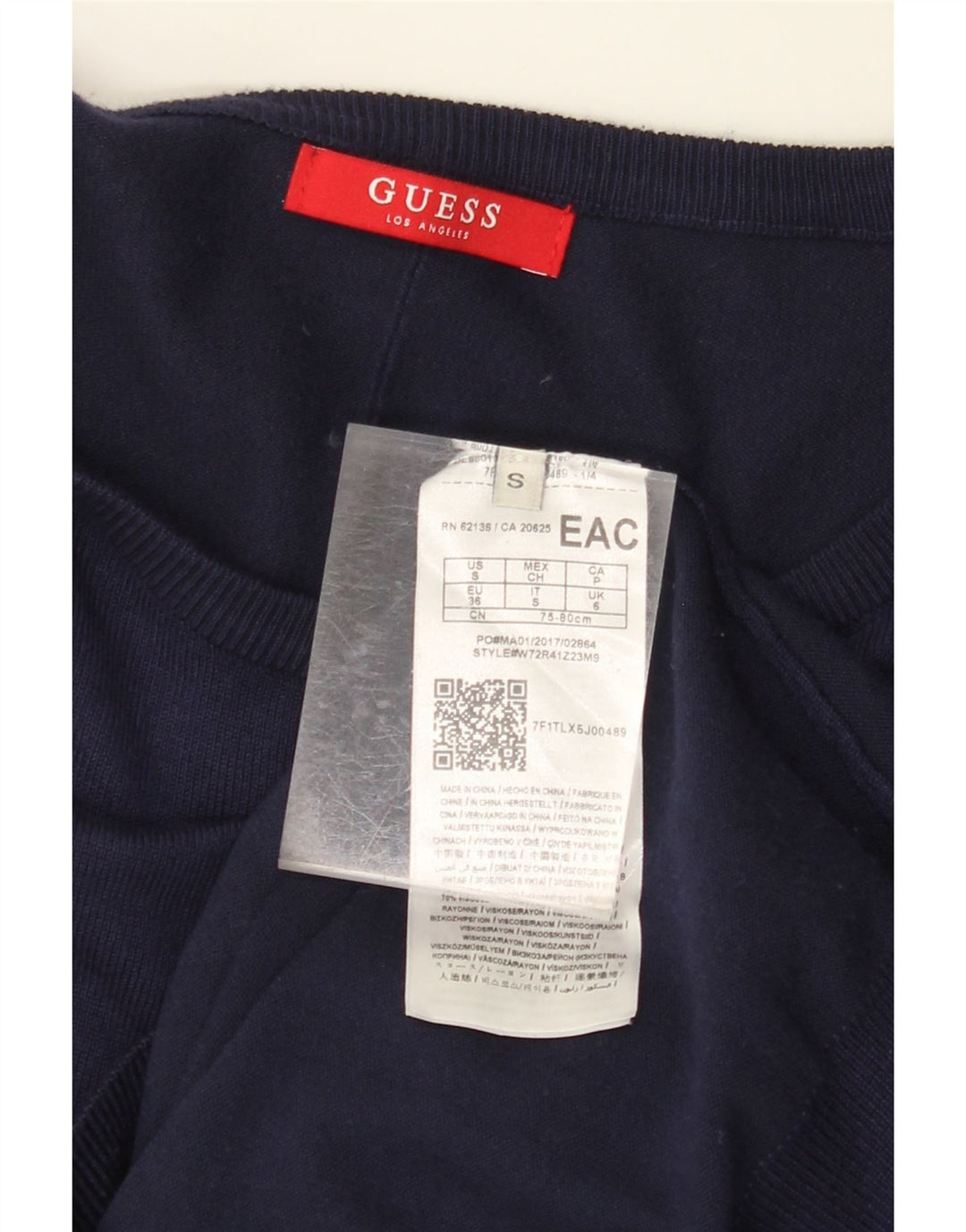 Suéter feminino grande com gola canoa GUESS Reino Unido 6 pequeno azul marinho