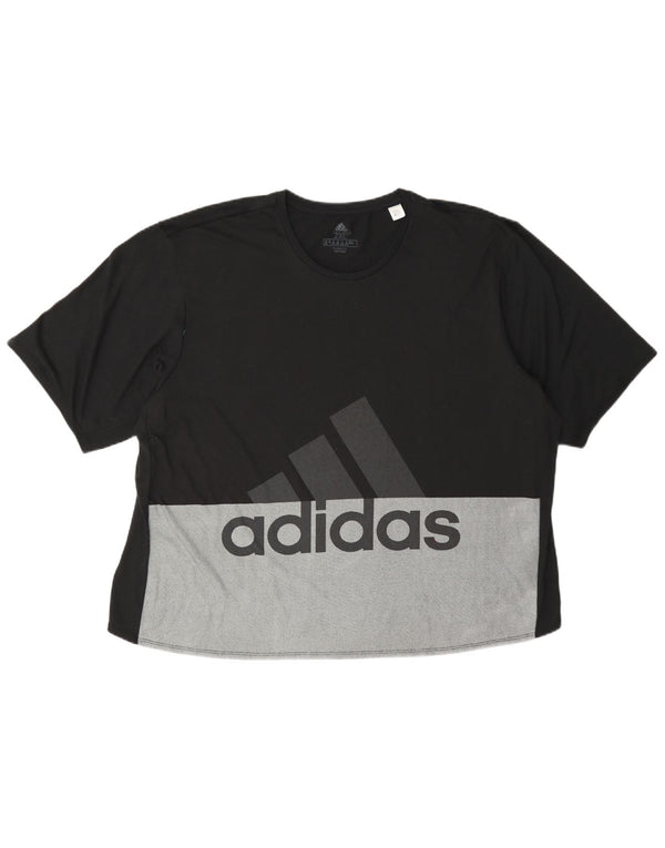 Adidas Womens Climalite Graphic T-Shirt Top UK 24/26 2XL Black Colourblock