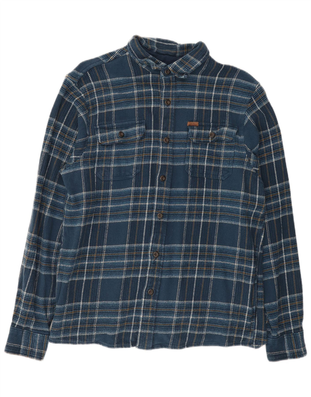 Camisa masculina de flanela Orvis média xadrez azul marinho