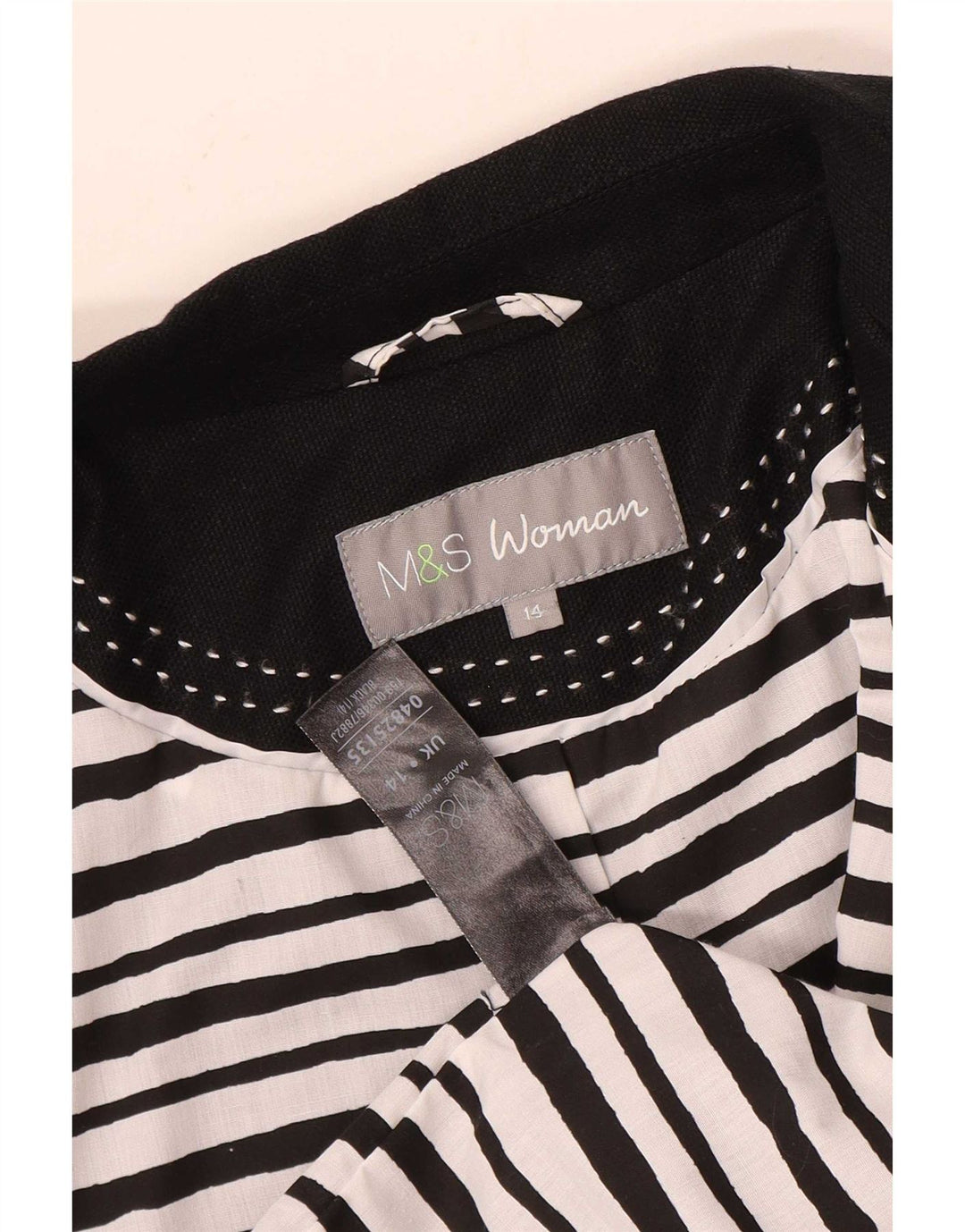 Jaqueta blazer feminina de 3 botões Marks & Spencer Reino Unido 14 linho preto médio