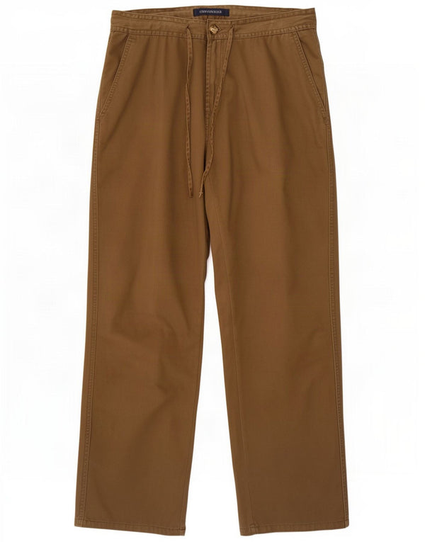 St. Calça Chino reta feminina Bernard UK 14 grande W32 L32 algodão marrom