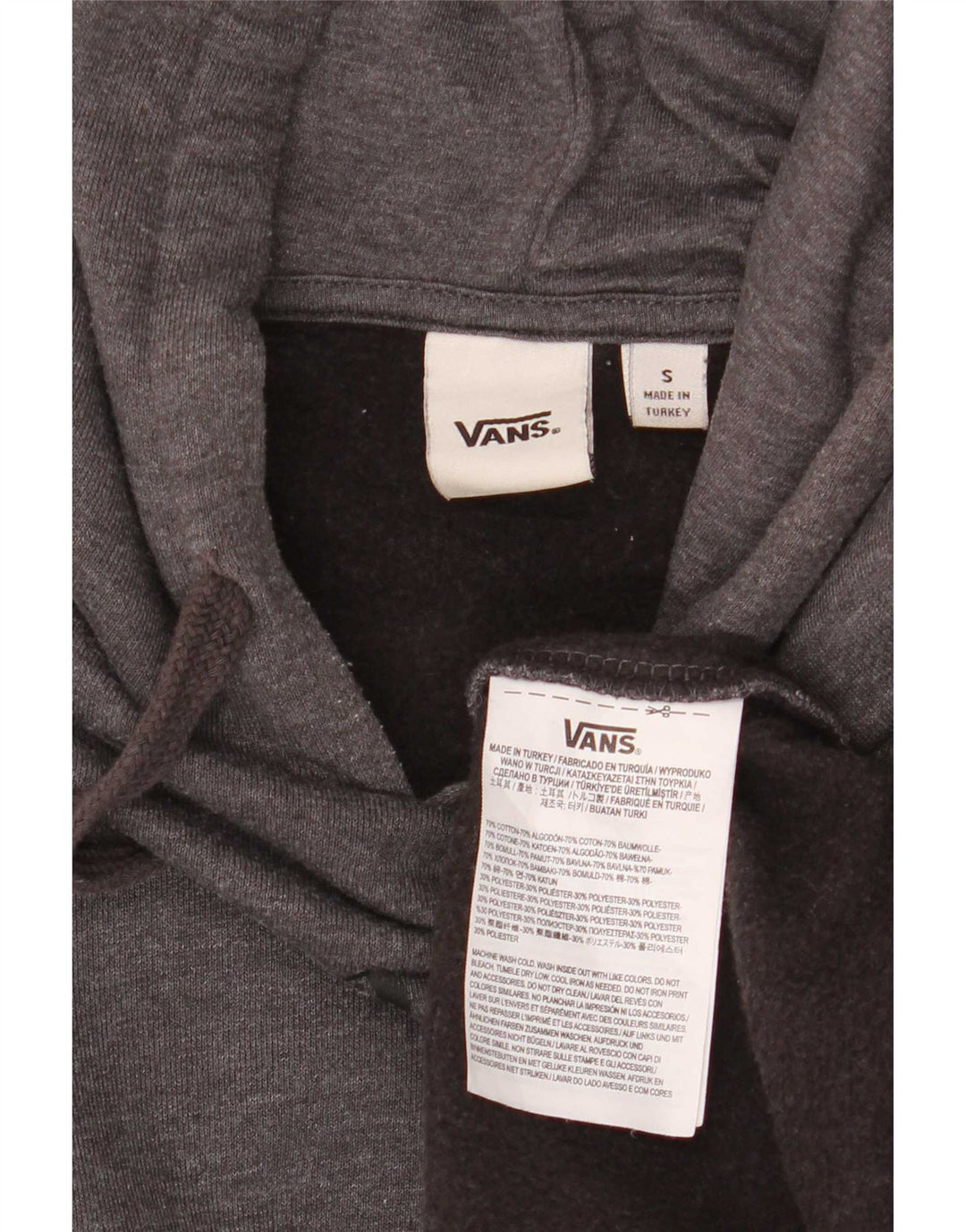 Vans masculino gráfico moletom com capuz pequeno algodão cinza
