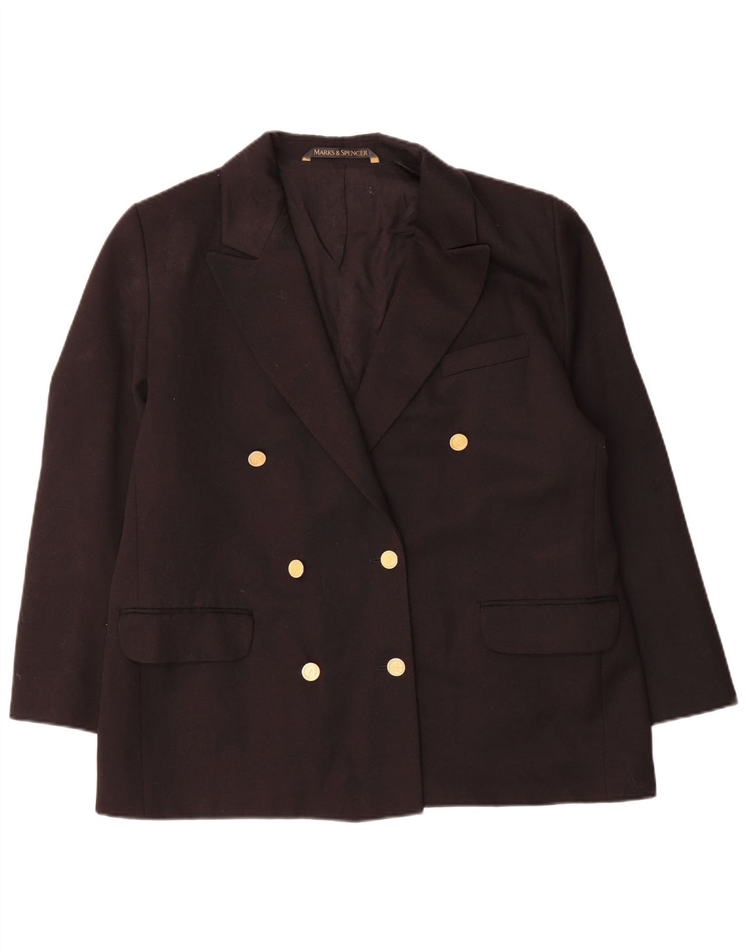 Jaqueta blazer feminina Marks & Spencer com peito duplo Reino Unido 16 grande preta