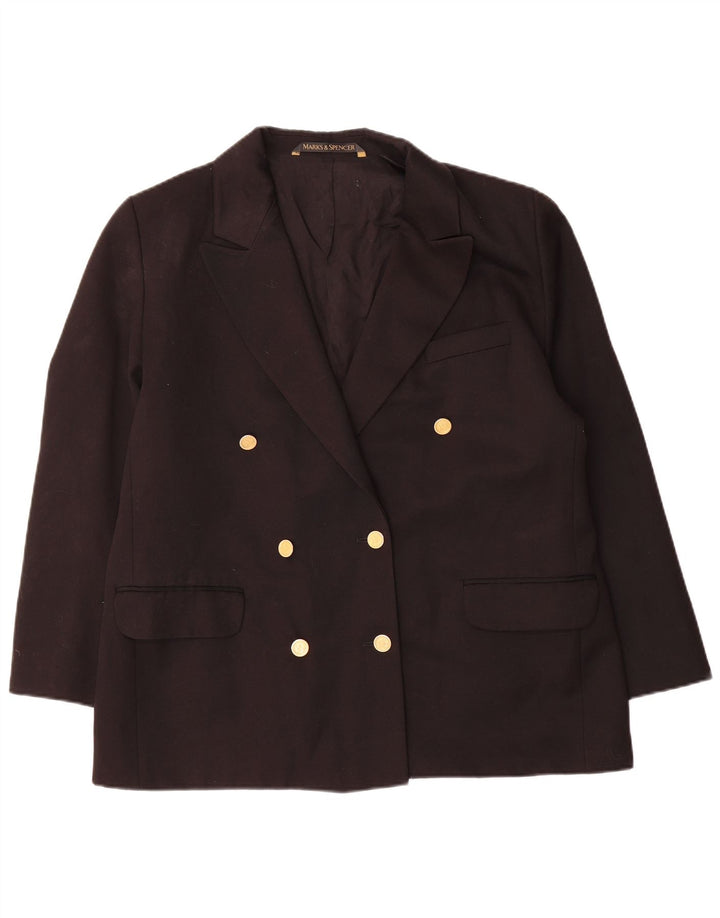Jaqueta blazer feminina Marks & Spencer com peito duplo Reino Unido 16 grande preta