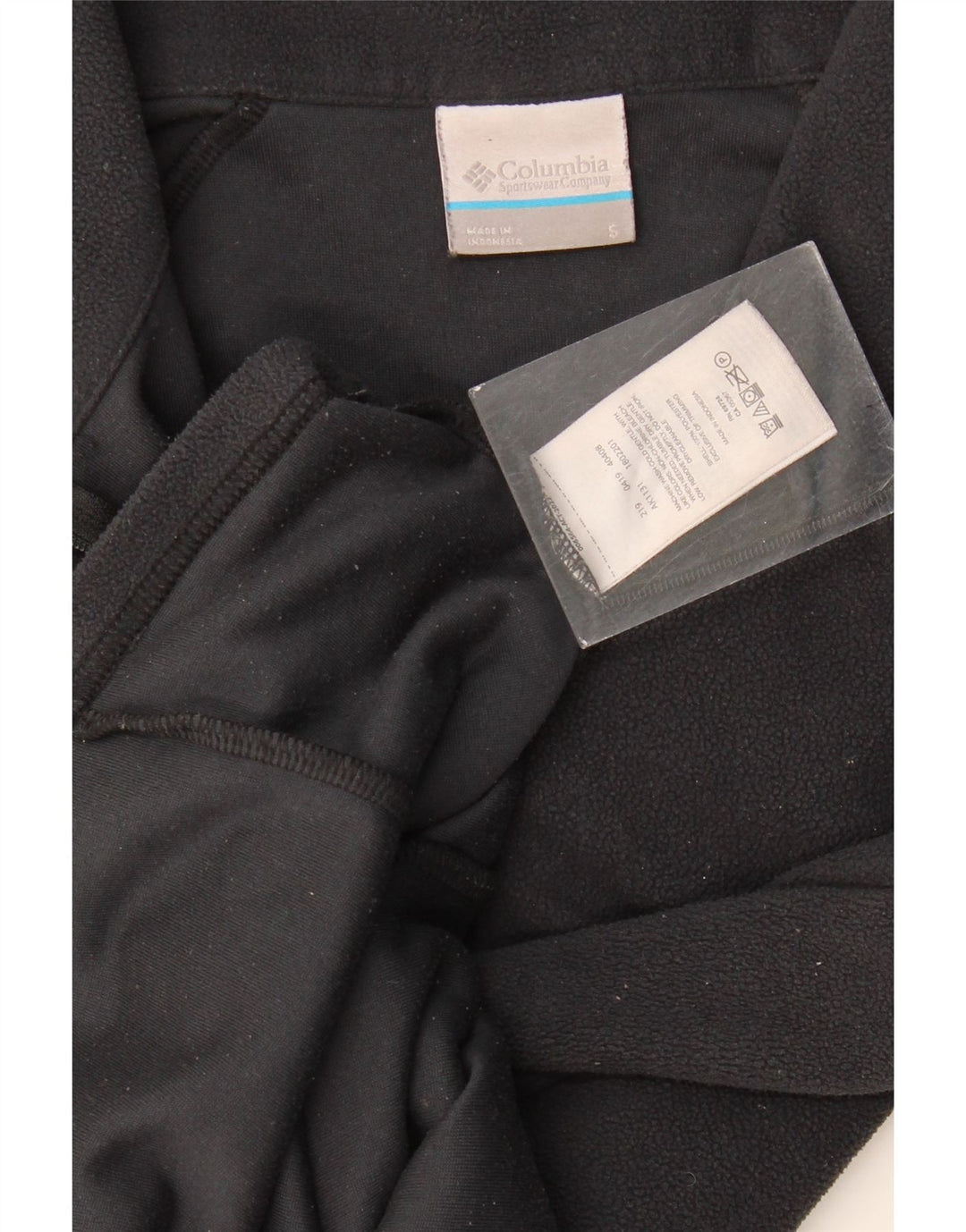 Suéter de lã feminino Columbia com zíper e gola UK 10 pequeno poliéster preto