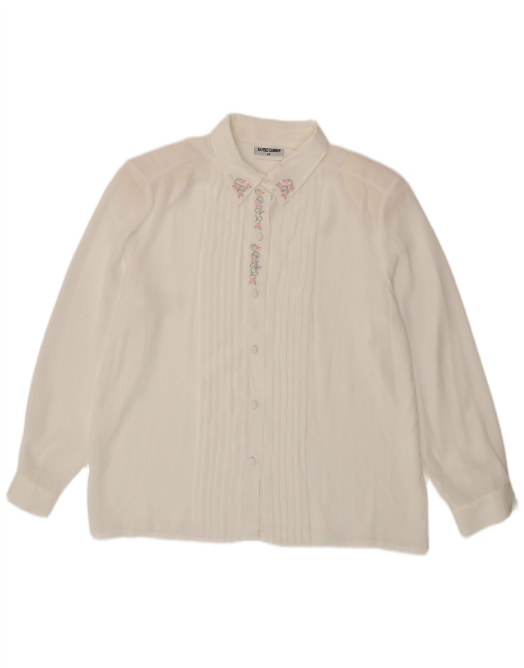 Blusa feminina Alfred Dunner transparente Reino Unido 14 grande branca