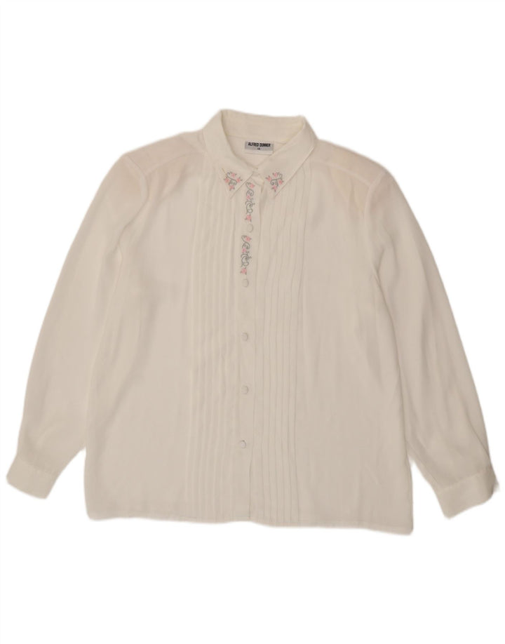 Blusa feminina Alfred Dunner transparente Reino Unido 14 grande branca