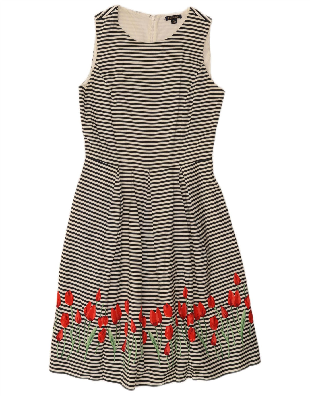 Vestido feminino Brooks Brothers A-Line US 8 Médio Off White listrado