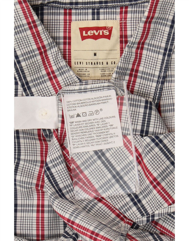 Camisa masculina de manga curta padrão Levi's de algodão xadrez azul médio
