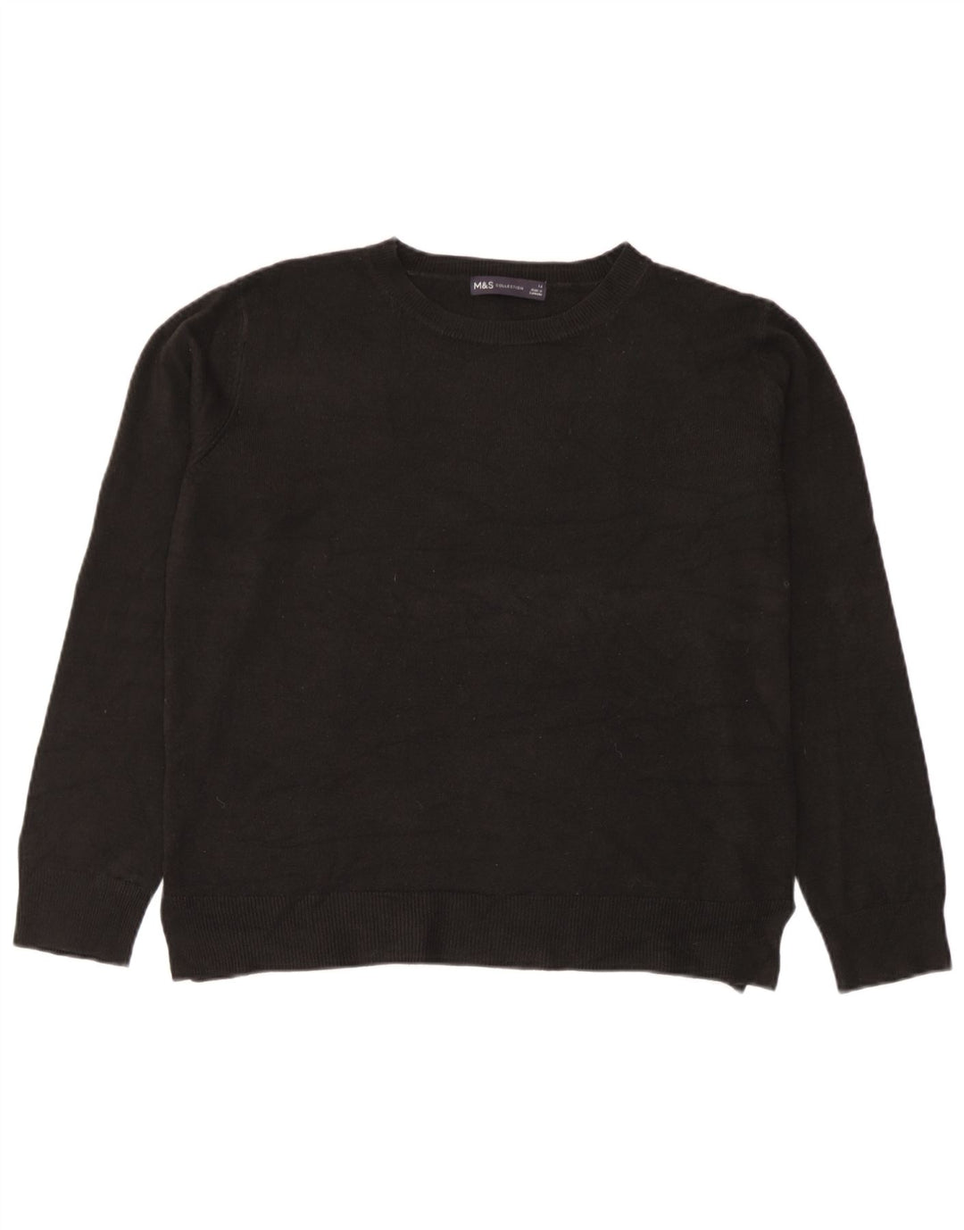 Suéter feminino Marks & Spencer com gola redonda Reino Unido 14 acrílico preto médio