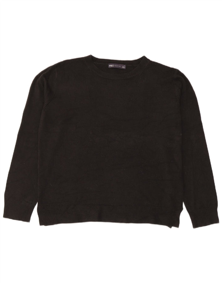 Suéter feminino Marks & Spencer com gola redonda Reino Unido 14 acrílico preto médio