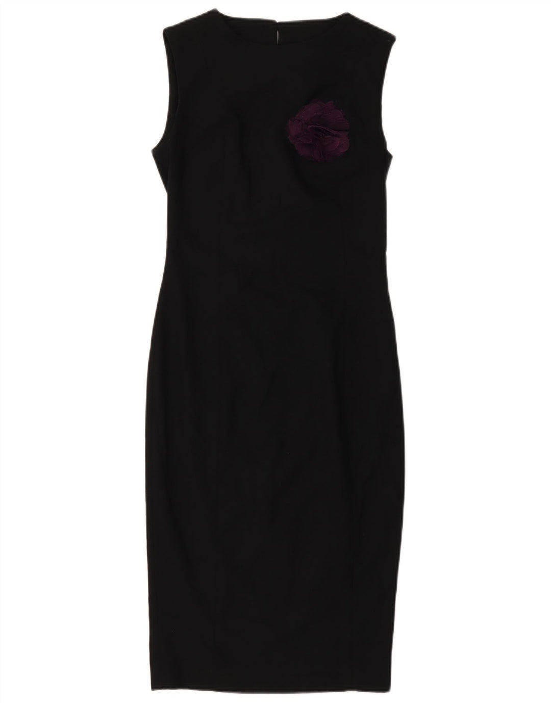 ZARA Vestido feminino sem mangas com bainha UK 4 XS preto floral poliéster