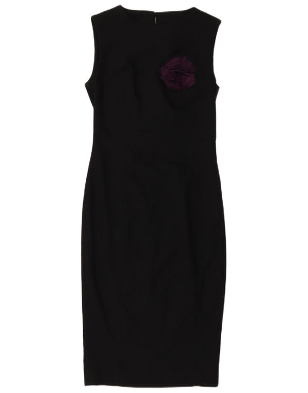 ZARA Womens Sleeveless Sheath Dress UK 4 XS Black Floral Polyester