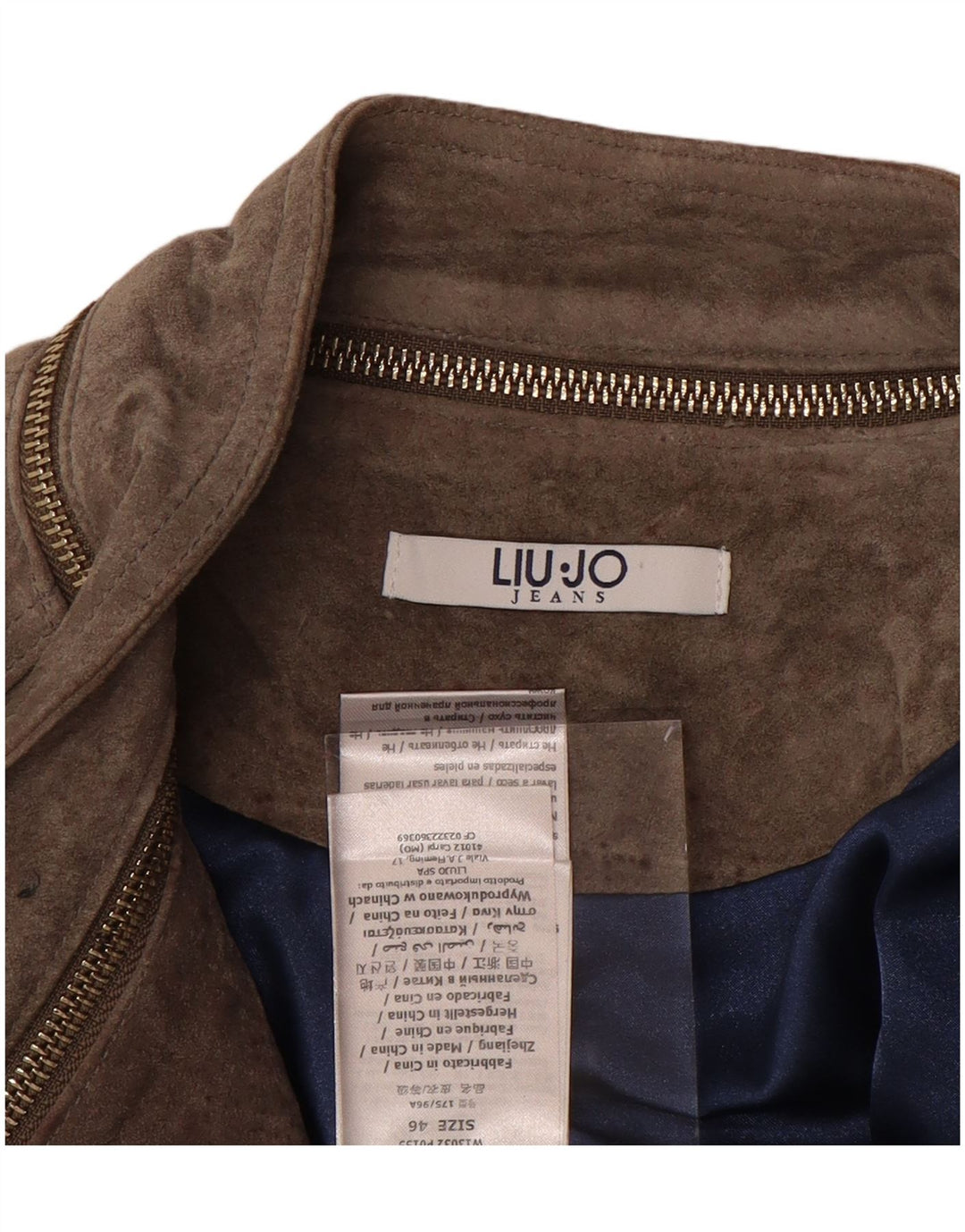 LIU JO Jaqueta feminina de camurça para motociclista IT 46 couro bege grande