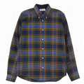 Camisa masculina Barbour de flanela sob medida, algodão xadrez médio azul marinho