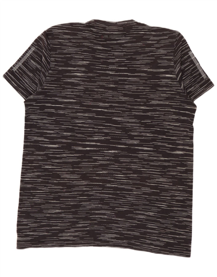 Camiseta masculina ADIDAS de algodão listrado preto médio