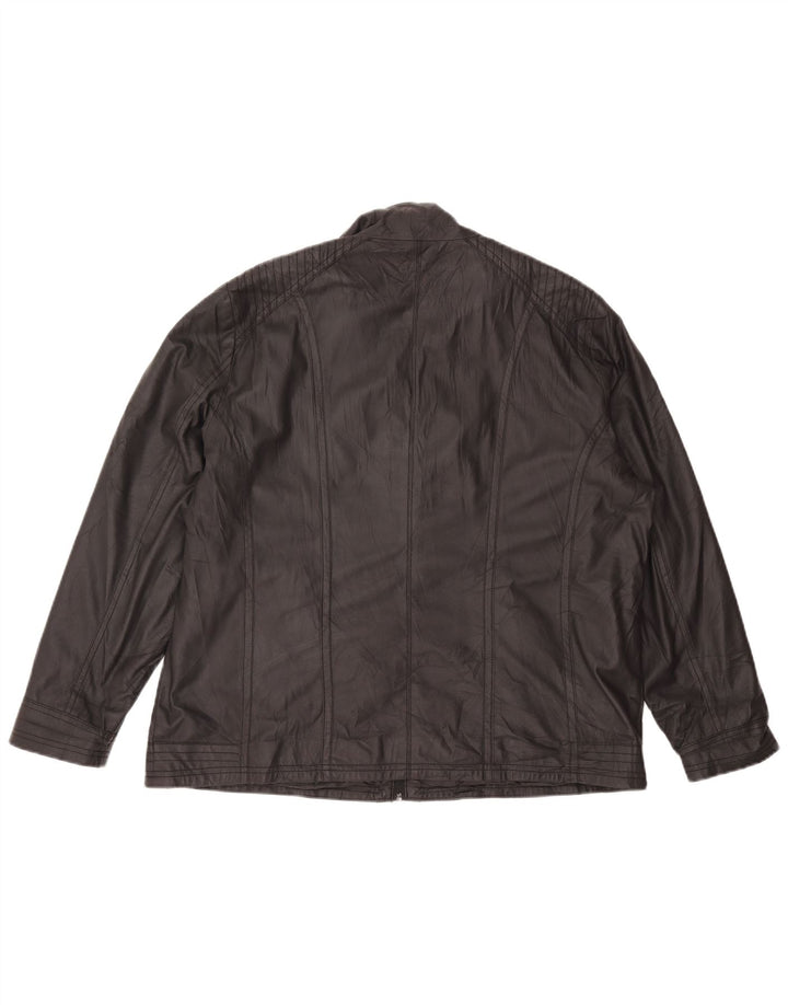 Jaqueta de couro sintética masculina vintage IT 48 poliéster preto médio