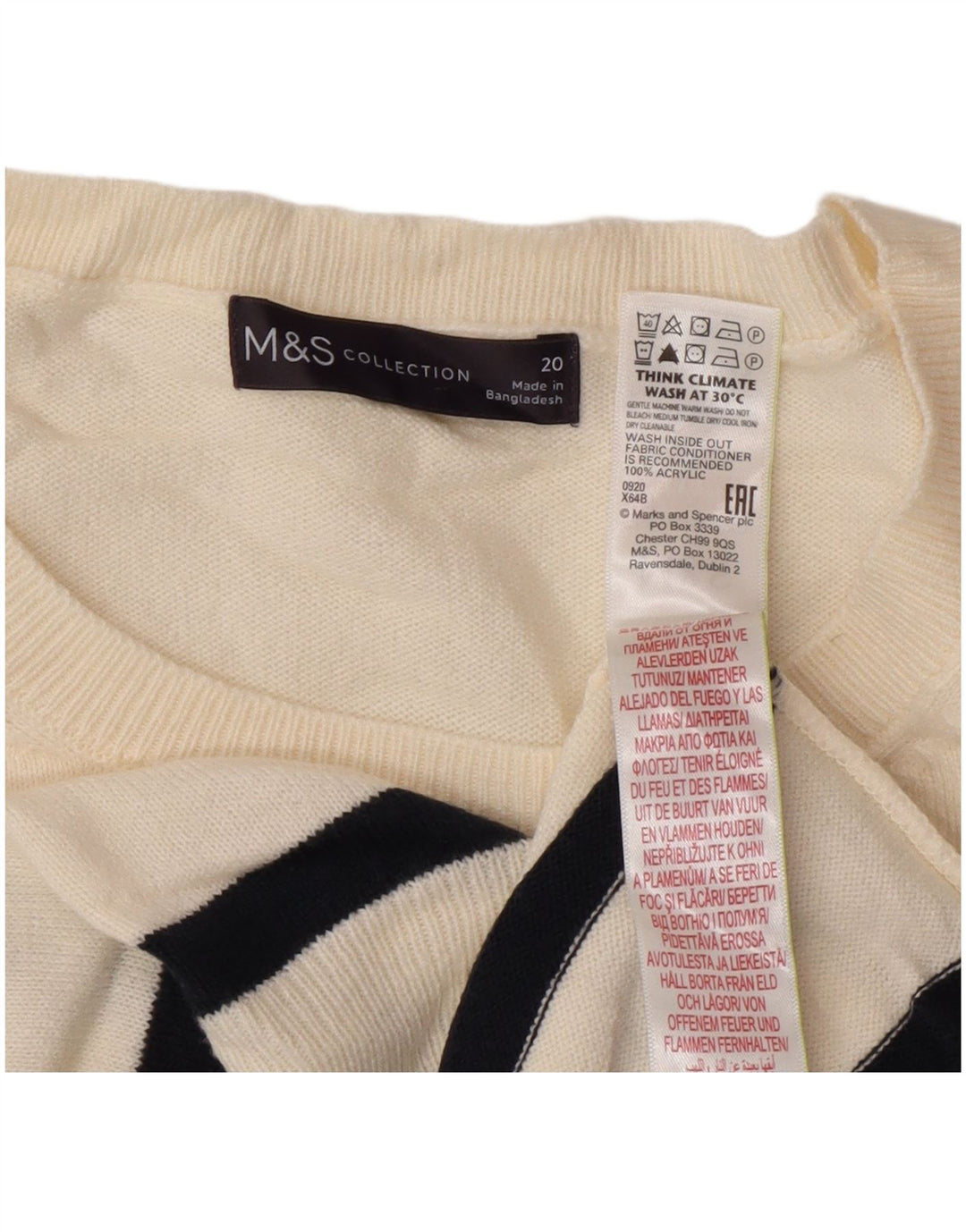 Suéter feminino Marks & Spencer com gola redonda UK 20 2XL multicolorido