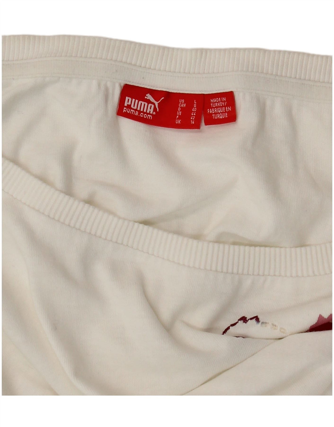 Camiseta feminina PUMA com estampa gráfica UK 14 médio branco