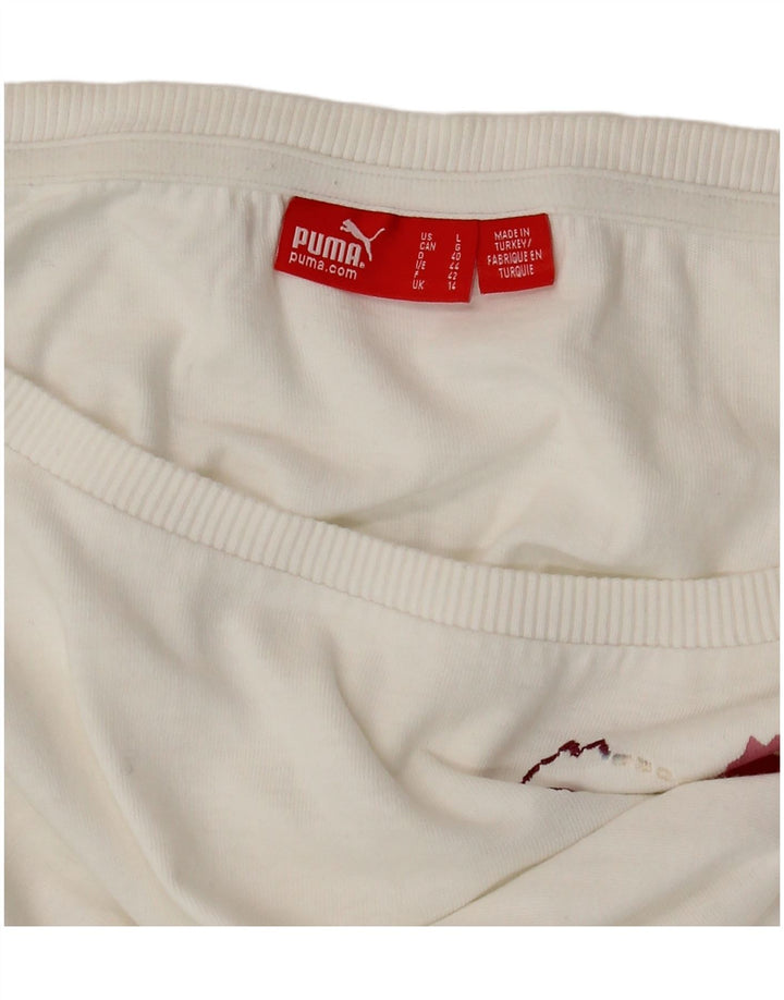 Camiseta feminina PUMA com estampa gráfica UK 14 médio branco