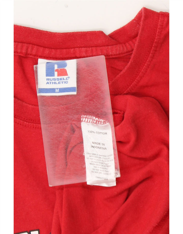 Camiseta gráfica masculina RUSSELL ATLÉTICO Top médio de algodão vermelho