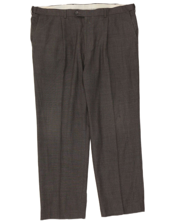 Calça masculina reta casual Marks & Spencer W40 L31 lã cinza
