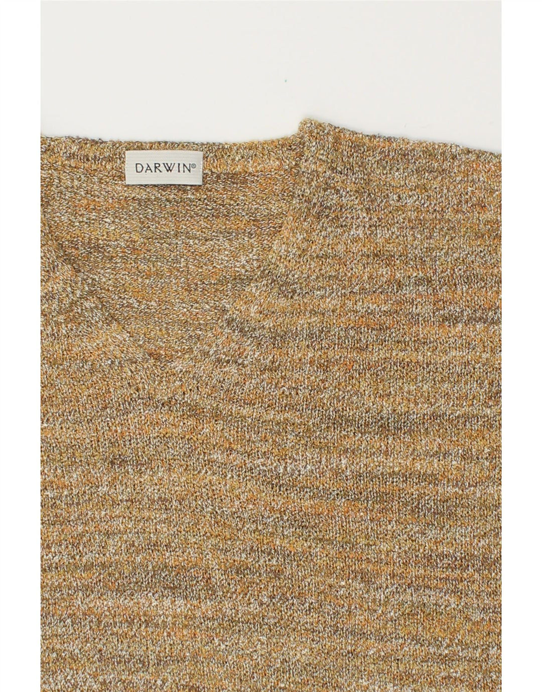 DARWIN Mens V-Neck Jumper Sweater XL Beige Flecked Cotton Vintage Darwin and Second-Hand Darwin from Messina Hembry 