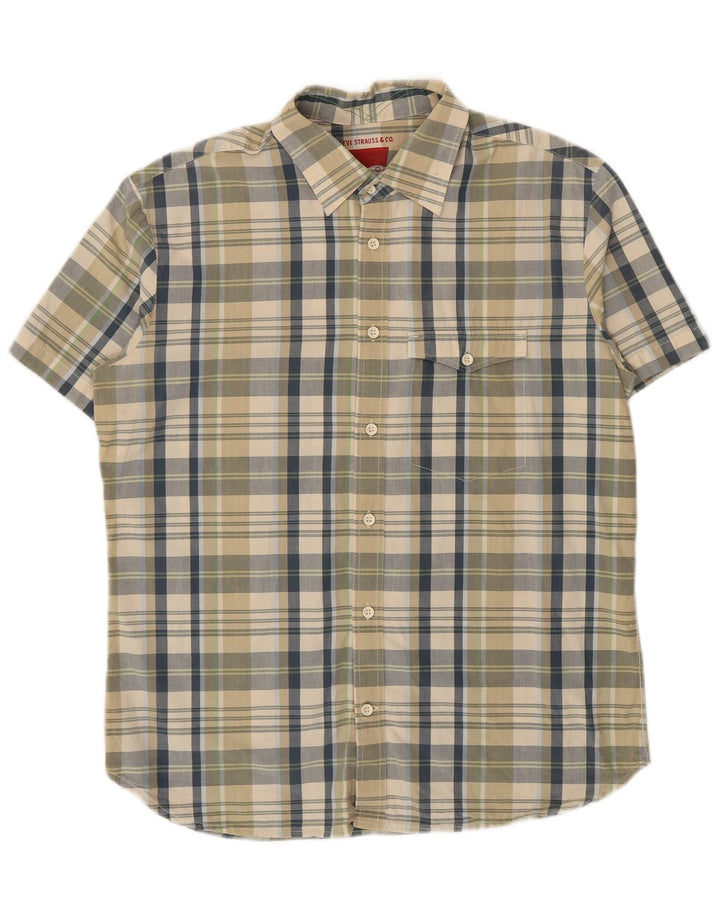 Camisa masculina de manga curta Levi's grande algodão xadrez verde