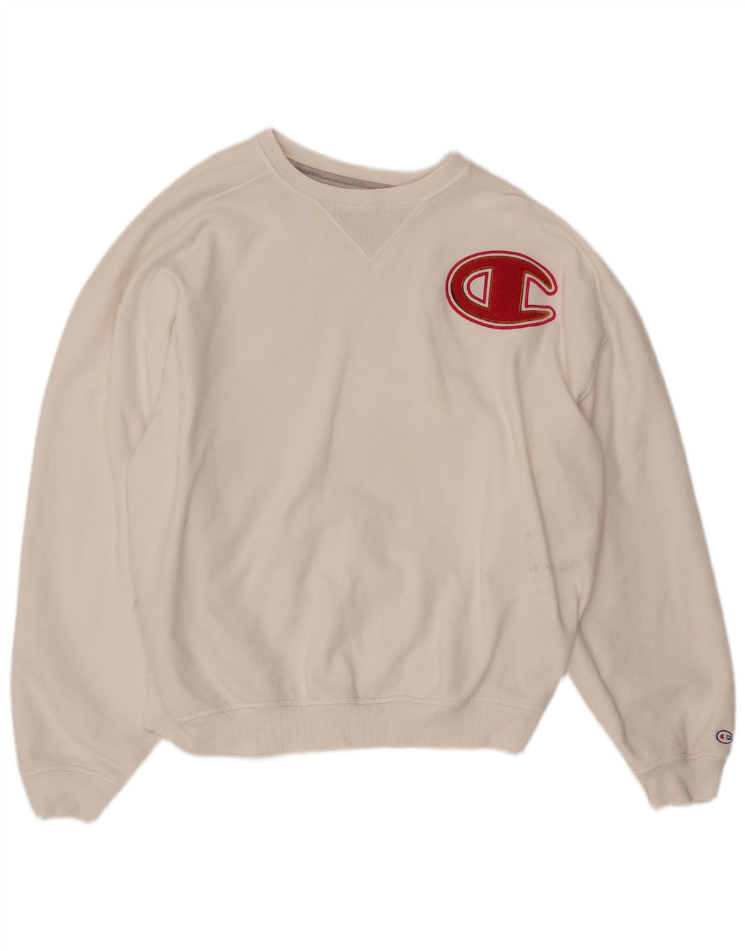 CHAMPION Suéter feminino gráfico oversized com capuz Reino Unido 16 grande branco