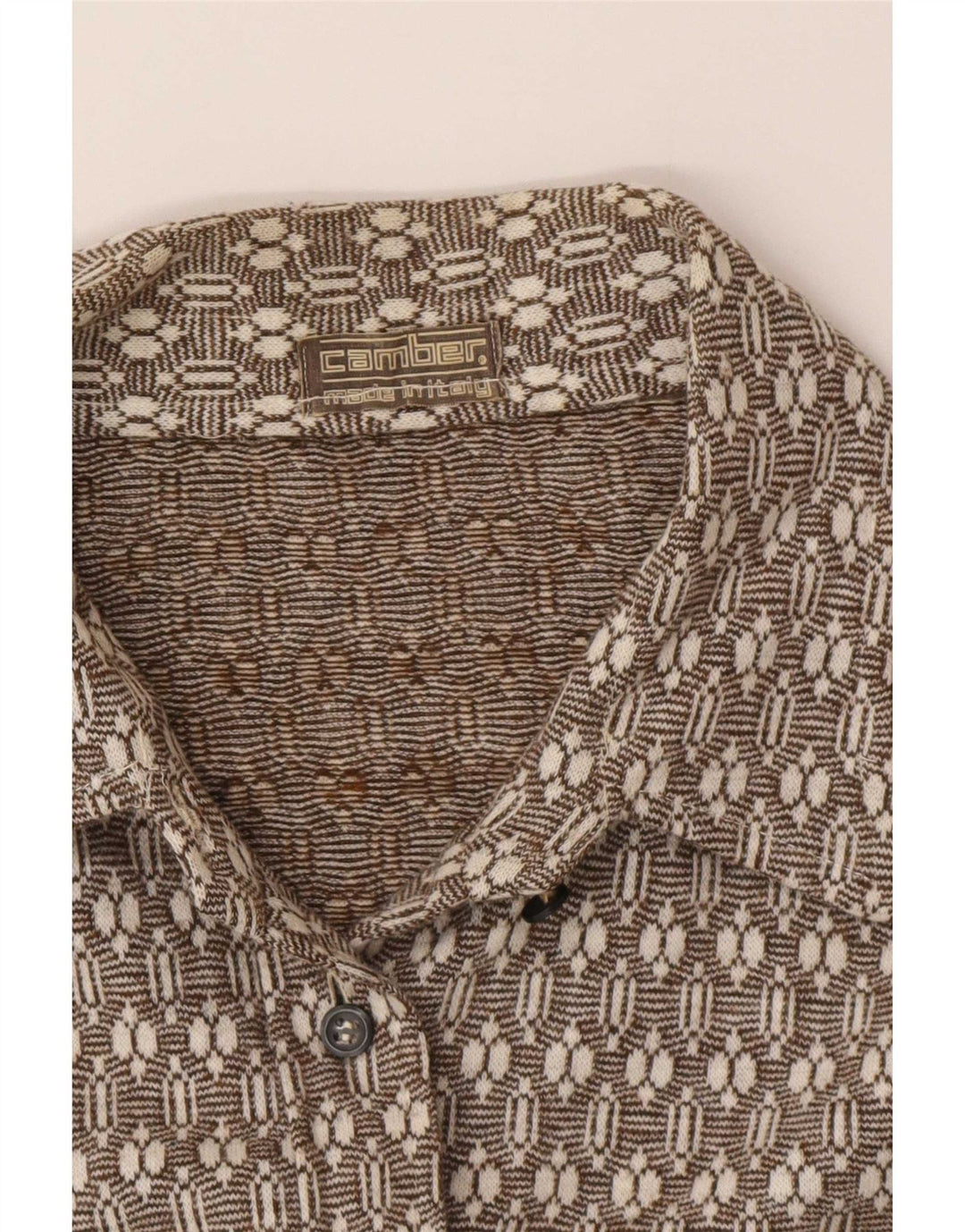 Camisa feminina de flanela Camber UK 16 grande marrom geométrica